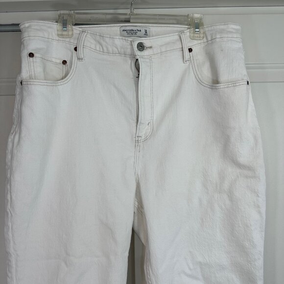 Abercrombie Ivory The Ankle Straight Ultra High Rise Jeans 34/18s - Picture 7 of 13